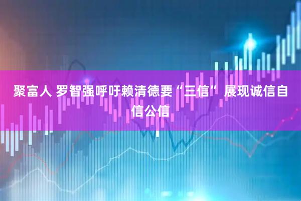 聚富人 罗智强呼吁赖清德要“三信” 展现诚信自信公信